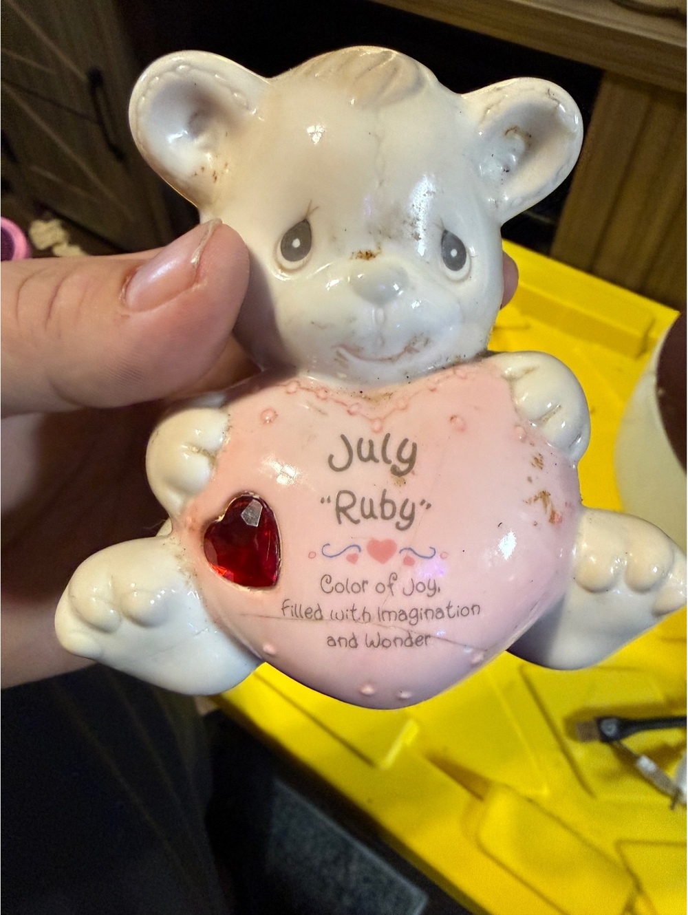 Vintage July Ruby Bear Ceramic Coin Bank